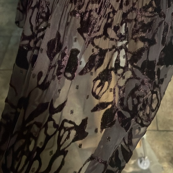 Rossi Roma Sheer Black Crushed Velvet Floral Dress Large Made in Italy - Picture 6 of 10